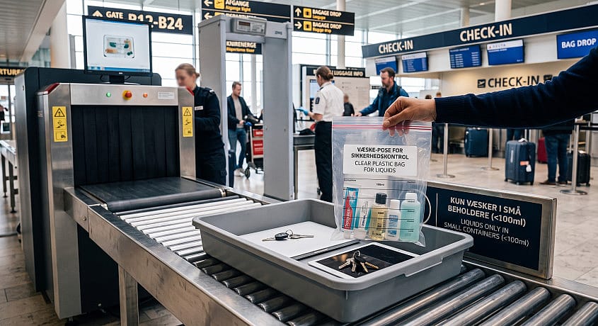 V&aelig;skepose ved sikkerhedskontrollen