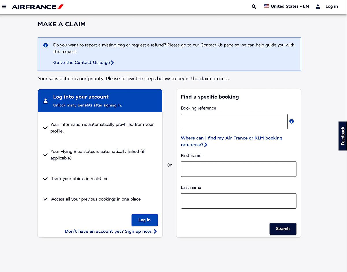Air France kompensationsformular