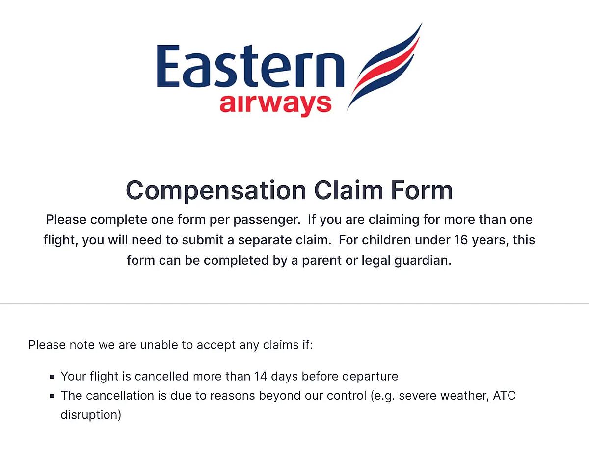 Eastern Airways contact form