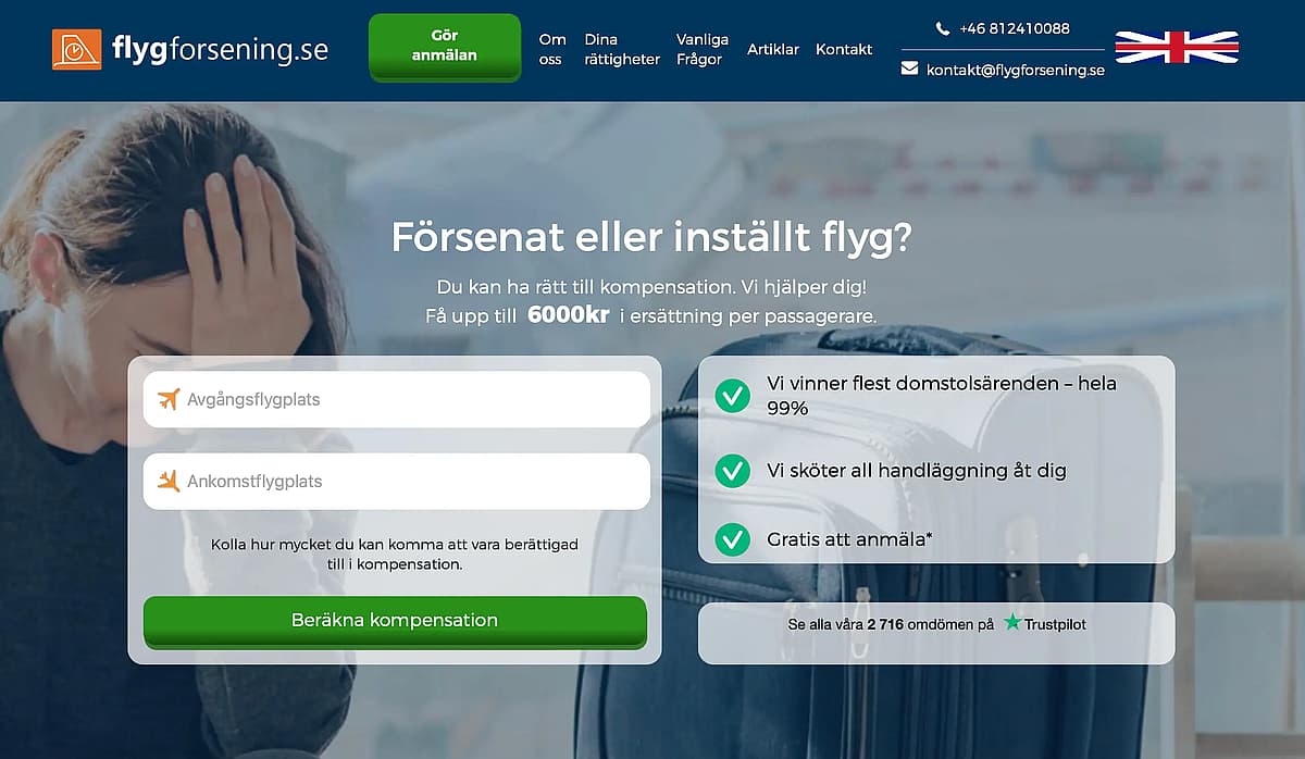 Flygf&ouml;rsening &auml;r en av de mer anonyma tj&auml;nsterna i v&aring;r lista n&auml;r det kommer till ers&auml;ttningsanspr&aring;k
