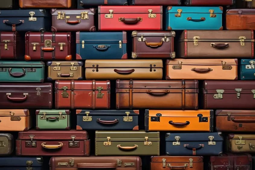 a bunch of old suitcases