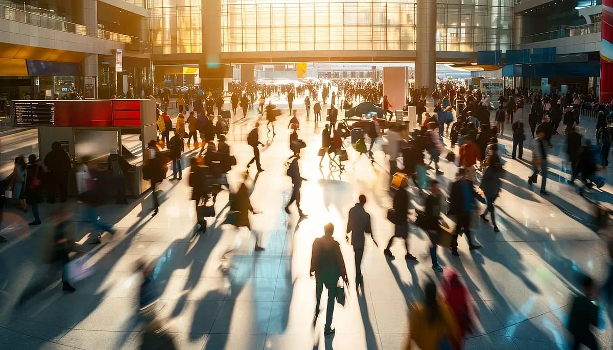 un aeroporto pieno di passeggeri
