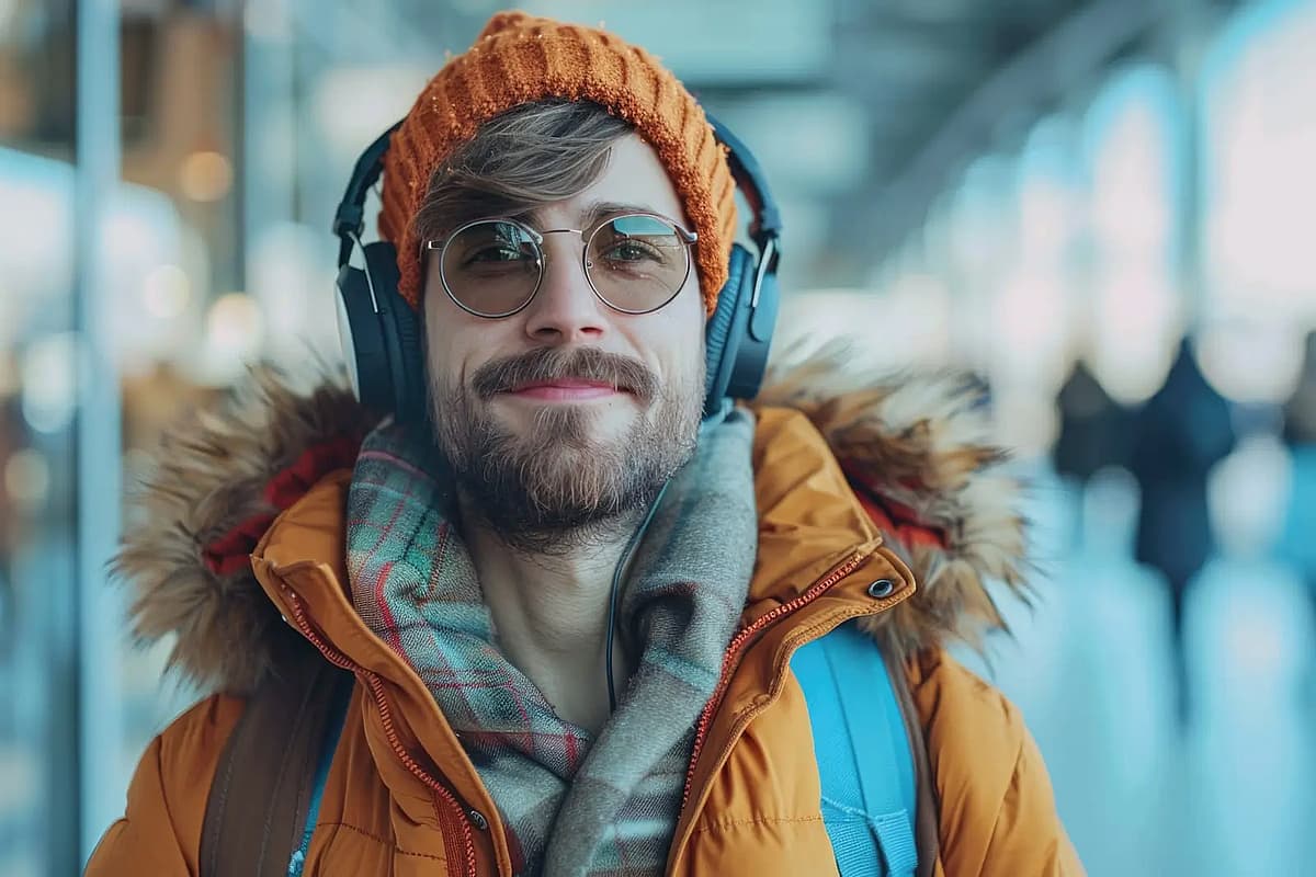 a smiling man at the airport