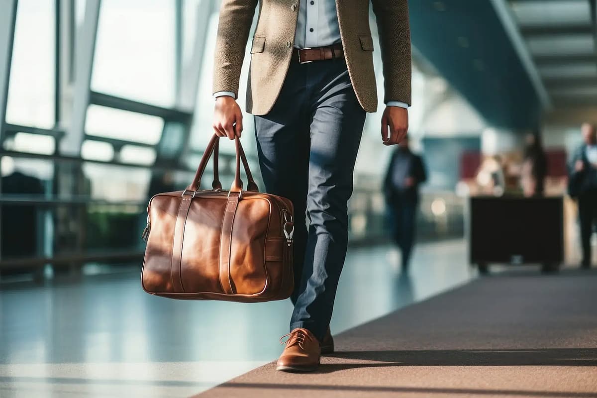 un pasajero caminando por el aeropuerto