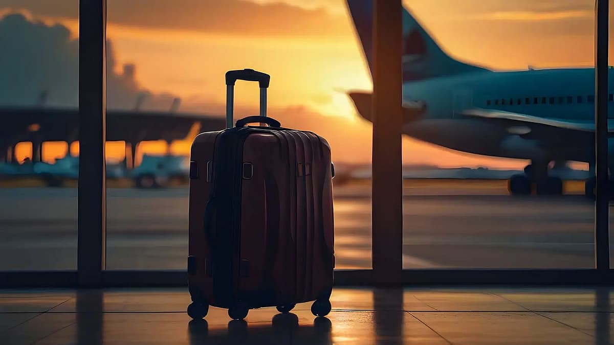 une valise dans l'a&eacute;roport