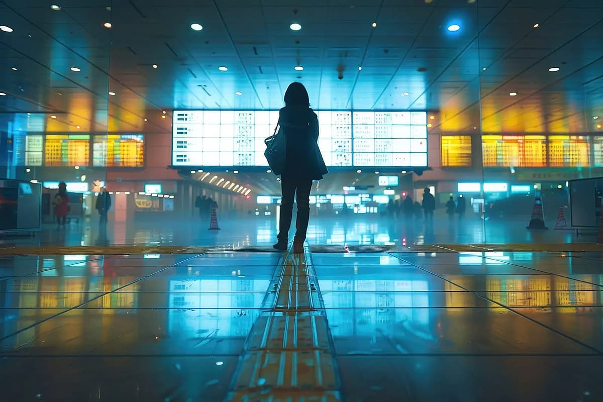 una mujer en un aeropuerto