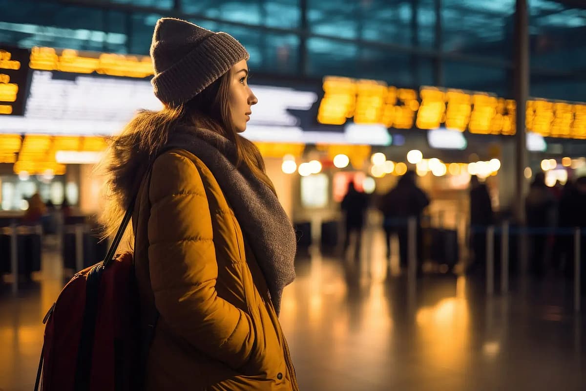 una joven en el aeropuerto