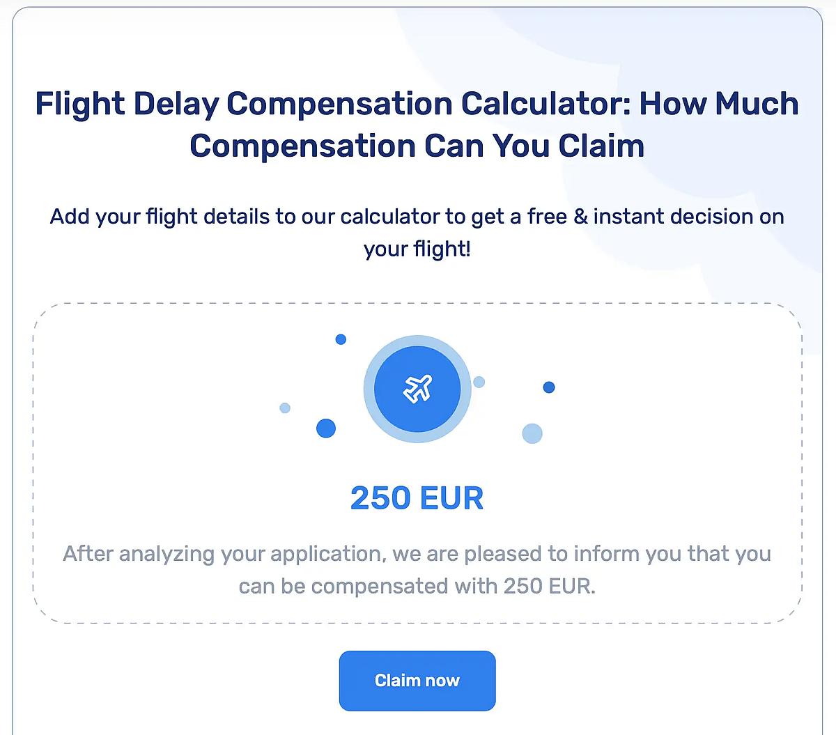 Step 2. Flight Delay Compensation Calculator
