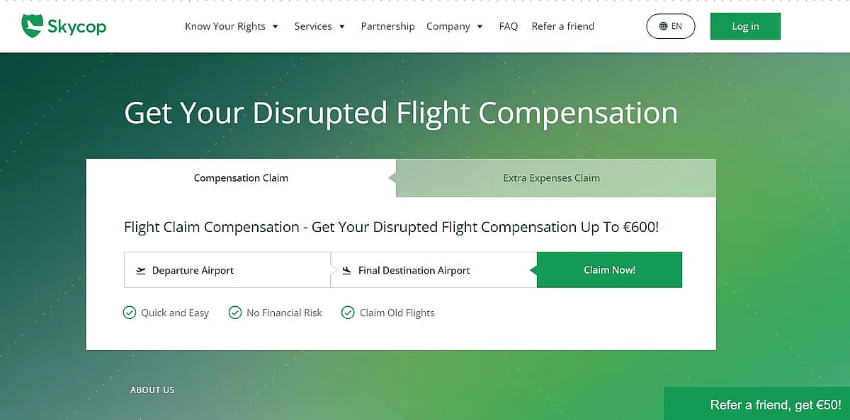 Skycop is the top flight compensation company for international passengers