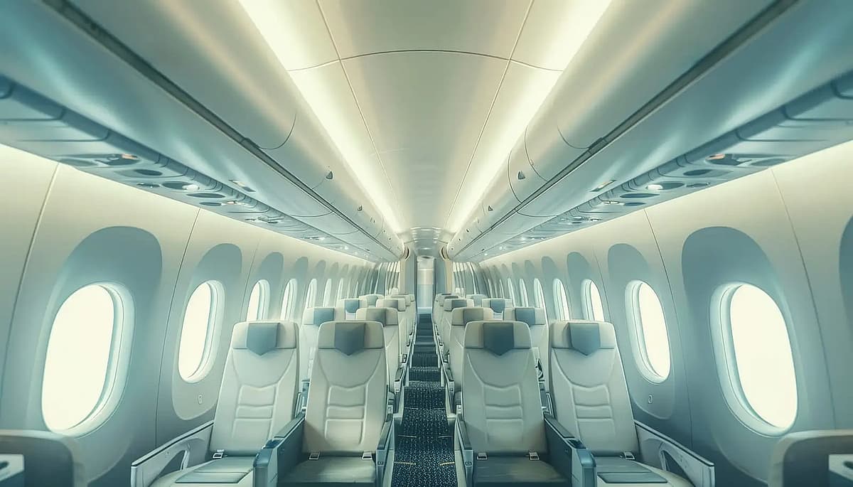 o interior de um avi&atilde;o