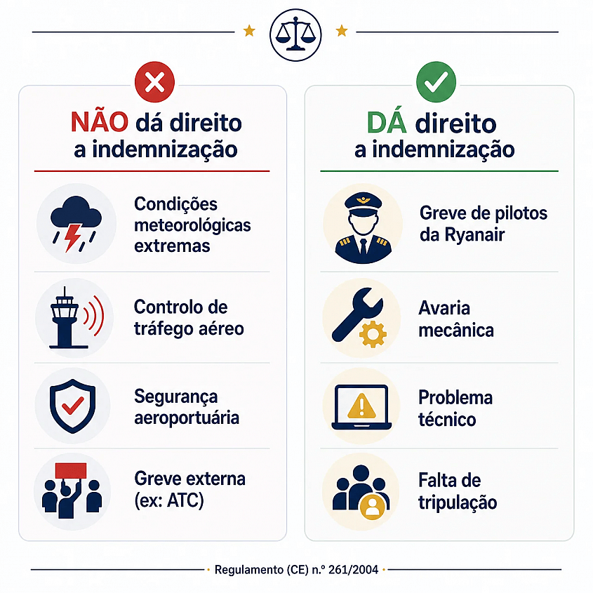 Infogr&aacute;fico com exemplos de circunst&acirc;ncias que d&atilde;o e n&atilde;o d&atilde;o direito a indemniza&ccedil;&atilde;o