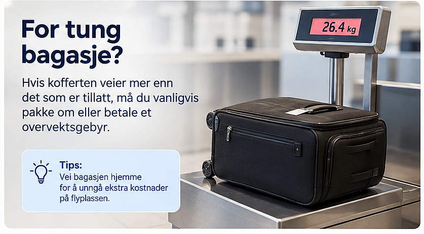 Koffert p&aring; bagasjevekt ved innsjekking