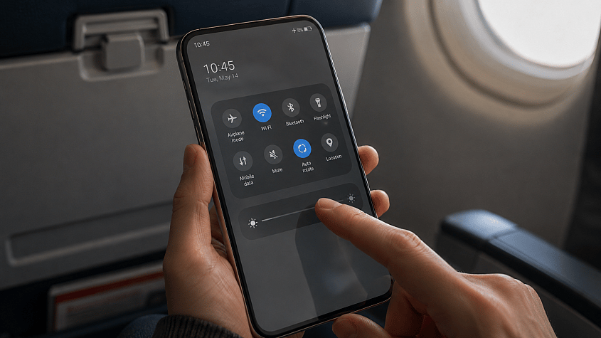 Smanjivanje osvetljenja ekrana u avionu