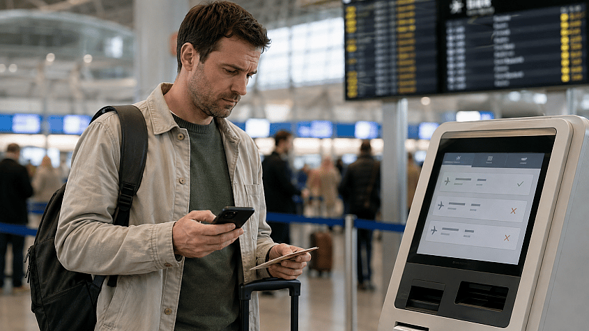 Propu&scaron;teni povratni let na check-in &scaron;alteru