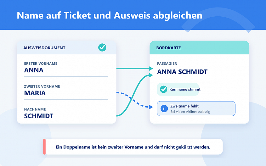 Erster Vorname und vollst&auml;ndiger Nachname m&uuml;ssen zum Ausweisdokument passen.