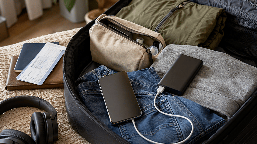 Telefon i powerbank u koferu