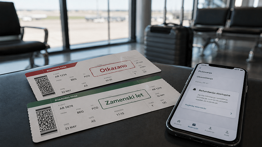obave&scaron;tenje o refundaciji u aplikaciji avio-kompanije