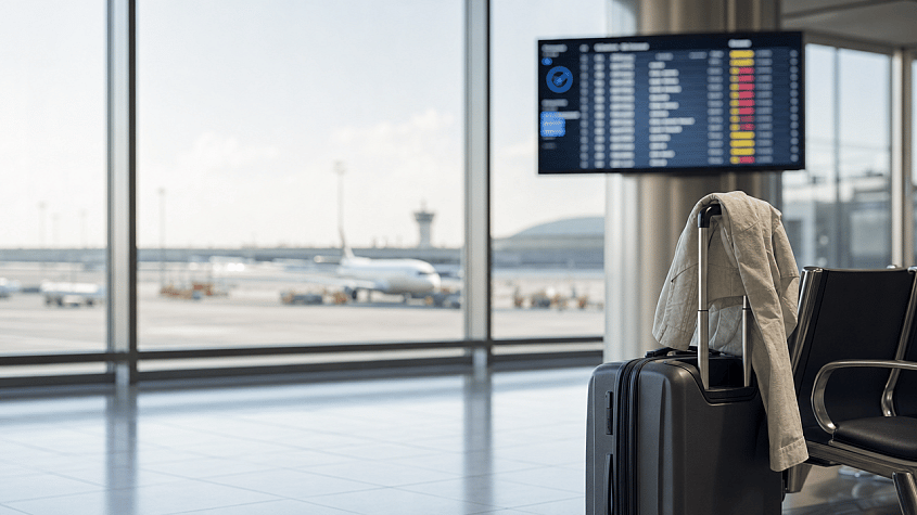 Passagerare v&auml;ntar p&aring; f&ouml;rsenat Ryanair-flyg