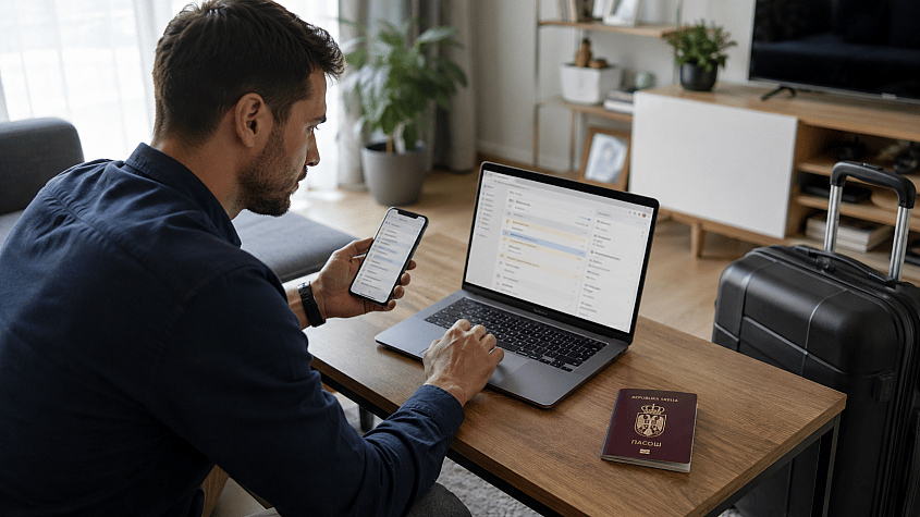 putnik traži PNR kod na laptopu