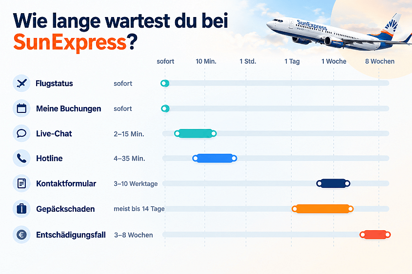 So lange wartest du je nach Kontaktm&ouml;glichkeit SunExpress