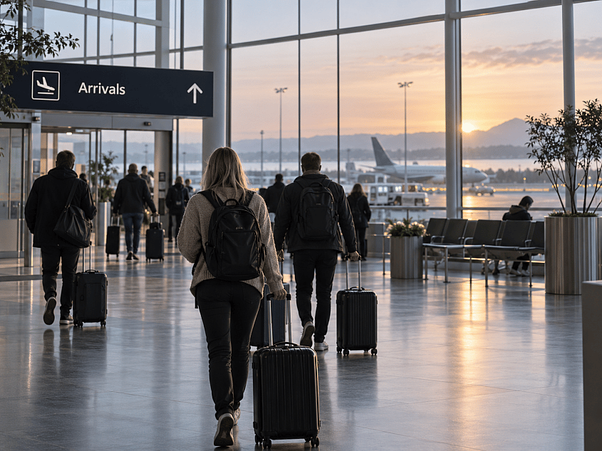 Tidlig ankomst p&aring; flyplass om morgenen