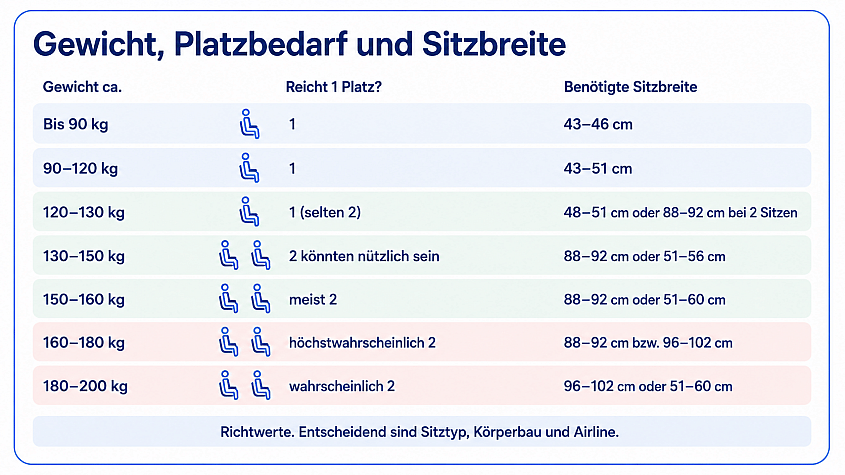 Wie viel Platz mit &Uuml;bergewicht im Flugzeug